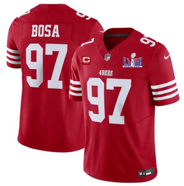 Men & Women & Youth San Francisco 49ers #97 Nick Bosa Red 2024 F.U.S.E. Super Bowl LVIII Patch And 2-star C Patch Vapor Untouchable Limited Jersey